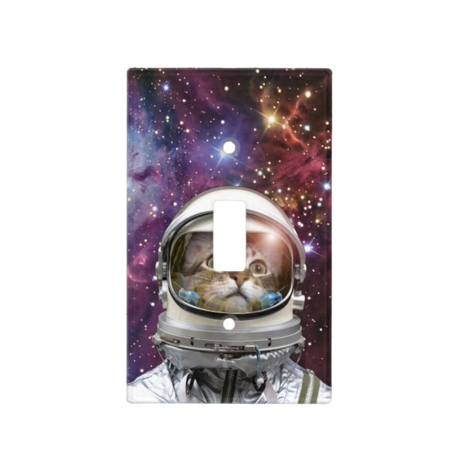Cosmonaut cat light switch cover (Front)