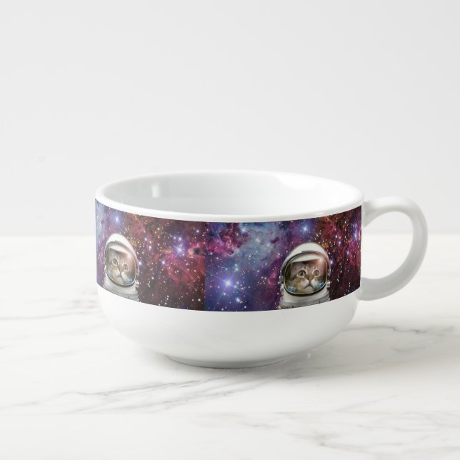 Cosmonaut cat soup mug (Left)