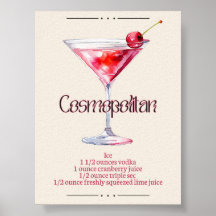 Cosmopolitan Art Print | Bar Decor Cocktail Poster