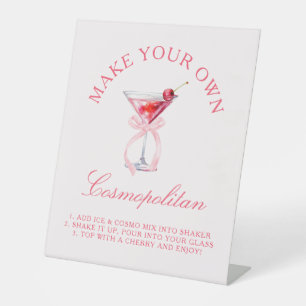 Cosmopolitan Bar Coquette Cherries Bachelorette Pedestal Sign