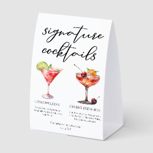 Cosmopolitan Cherry French 75 Cocktails Menu Paper Table Tent