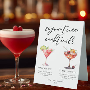Cosmopolitan Cherry French 75 Cocktails Menu Table Tent