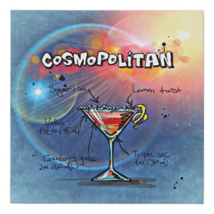 Cosmopolitan Cocktail (#2 of 12 Drink Recipe Sets) Faux Canvas Print