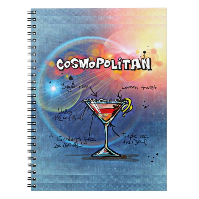 Cosmopolitan Cocktail (#2 of 12 Drink Recipe Sets) Notebook (Front)