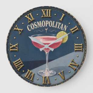 Cosmopolitan Cocktail Home Bar Decor Large Clock