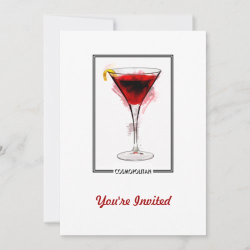 Cosmopolitan Cocktail Marker Sketch Invitation