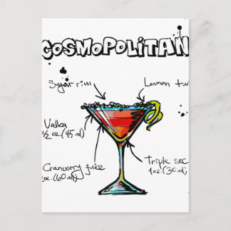 Cosmopolitan Cocktail Recipe Postcard