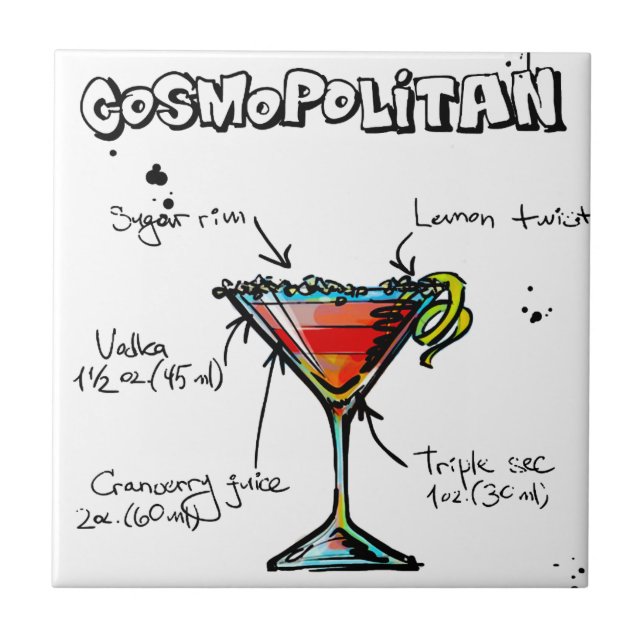 Cosmopolitan Cocktail Recipe Tile (Front)