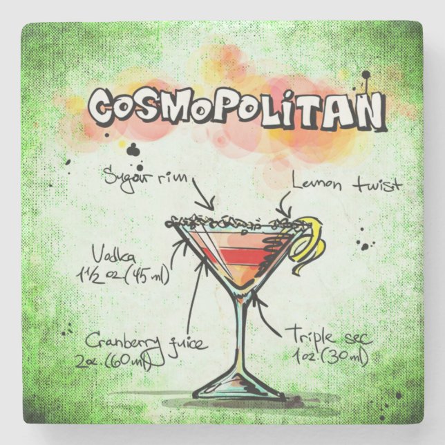 Cosmopolitan Drink Recipe Stone Coaster (Front)