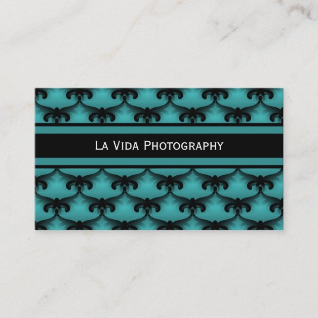 Cosmopolitan Glam Business Card, Teal Card (Front)
