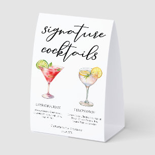 Cosmopolitan Lemon Drop Signature Cocktails Menu Paper Table Tent
