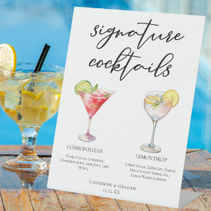 Cosmopolitan Lemon Drop Signature Cocktails Menu Pedestal Sign