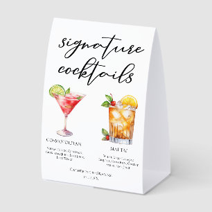 Cosmopolitan Mai Tai Signature Cocktails Menu Paper Table Tent
