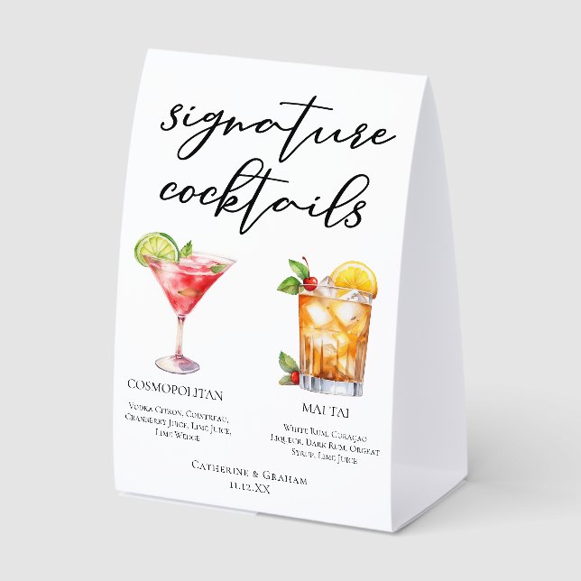 Cosmopolitan Mai Tai Signature Cocktails Menu Paper Table Tent (Front)