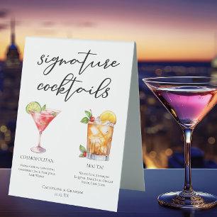 Cosmopolitan Mai Tai Signature Cocktails Menu Table Tent