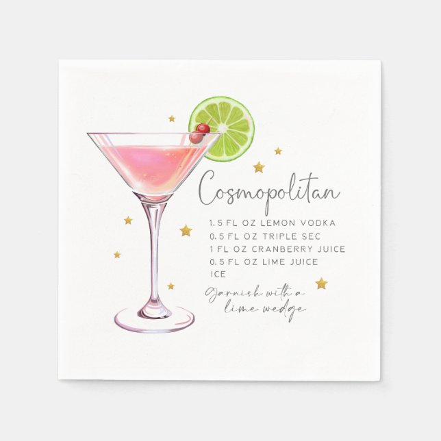 Cosmopolitan Recipe Cocktail Napkins (Front)