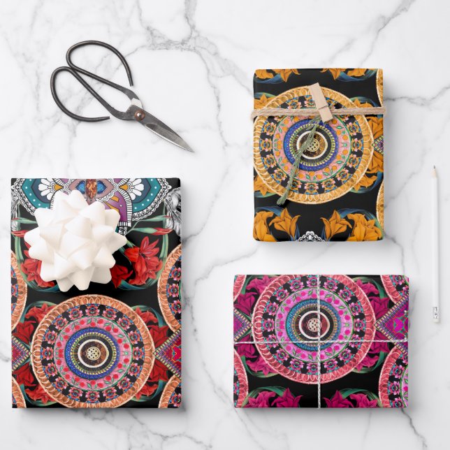 Cosmopolitan Vintage Retro Pattern Wrapping Paper Sheets (Front)