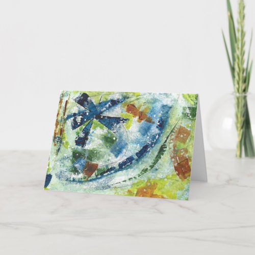 Cosmos 2 abstract watercolor painting card
