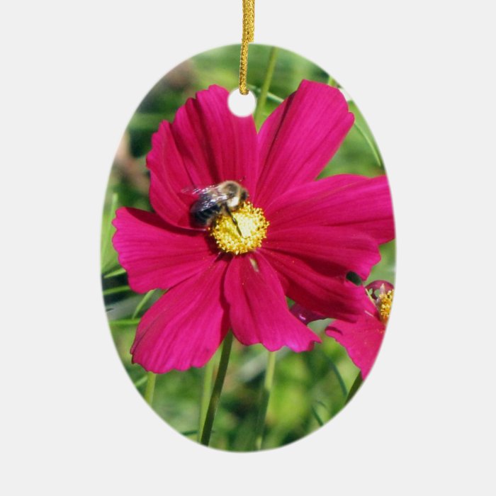 Cosmos and Bumble Bee Christmas Tree Ornaments