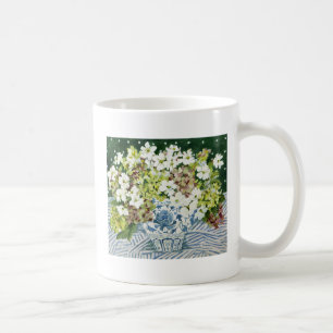 Cosmos and hydrangeas in a chinese vase 2013 coffee mug
