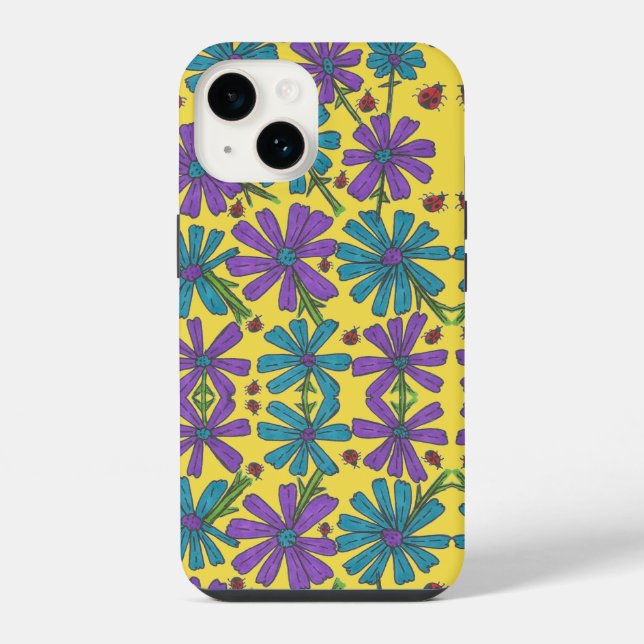 Cosmos and Lady Bugs Iphone Case (Back)