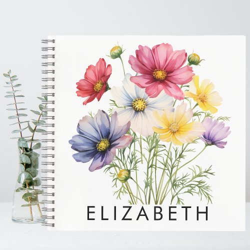 Cosmos Birth Month Flower Customized Gift For Her Notebook