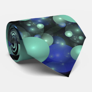 Cosmos Blue Green Bubbles Business Dress Attire Neck Tie