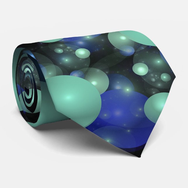 Cosmos Blue Green Bubbles Business Dress Attire Neck Tie (Rolled)
