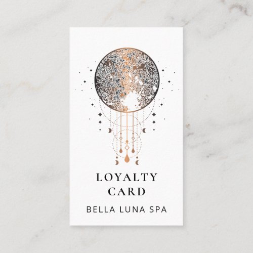  Cosmos Celestial Boho QR Rewards Gold Stars Loyalty Card