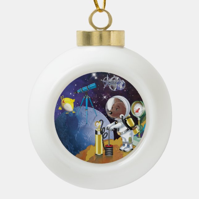 cosmos ceramic ball christmas ornament (Front)