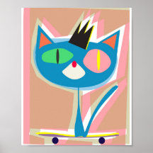 COSMOS — Chat couronné en skateboard