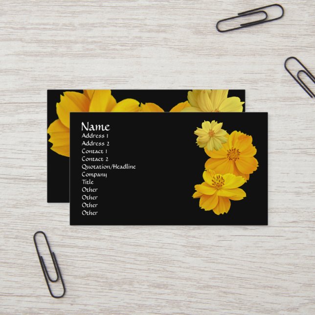 Cosmos (Cosmos sulphureus) Flowers Business Card (Front/Back In Situ)