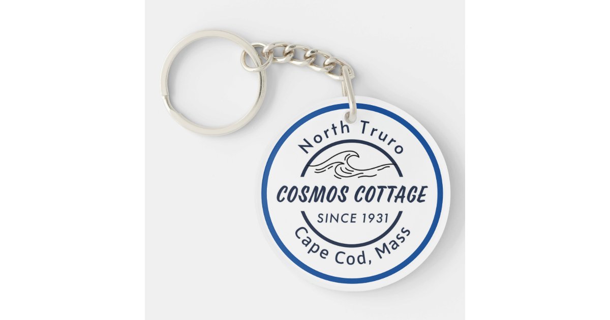 Cosmos Cottage Keychain with Logo and Photo | Zazzle