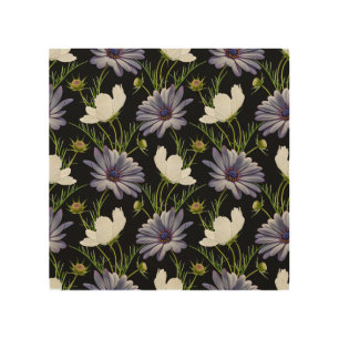 Cosmos Daisy Floral Seamless Collage Wood Wall Art