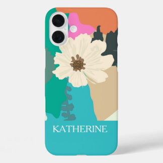 Cosmos Flower Abstract Color Blocks Modern Custom iPhone 16 Plus Case