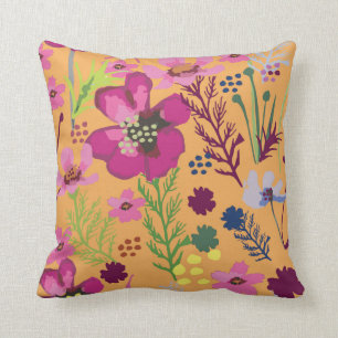Cosmos / Flower / African Floral / Shweshwe Throw Pillow