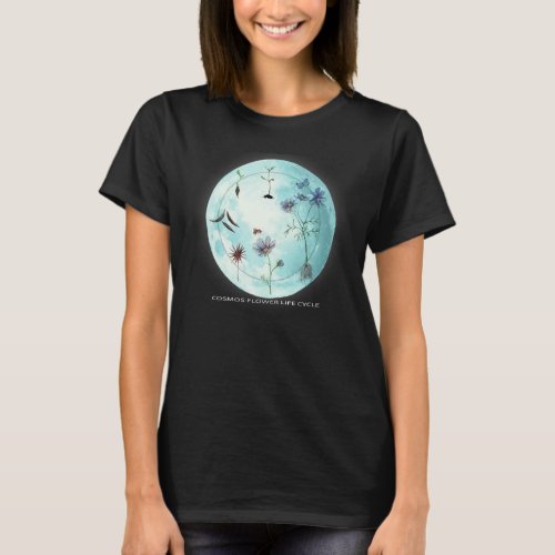 Cosmos Flower Cycle Growth Stages Daisy Watercolor T_Shirt