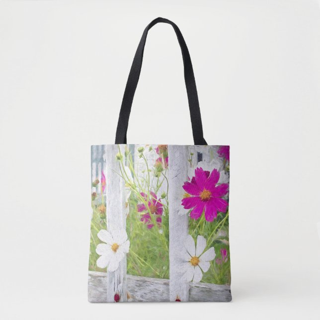 Cosmos Flower Garden Tote Bag (Front)