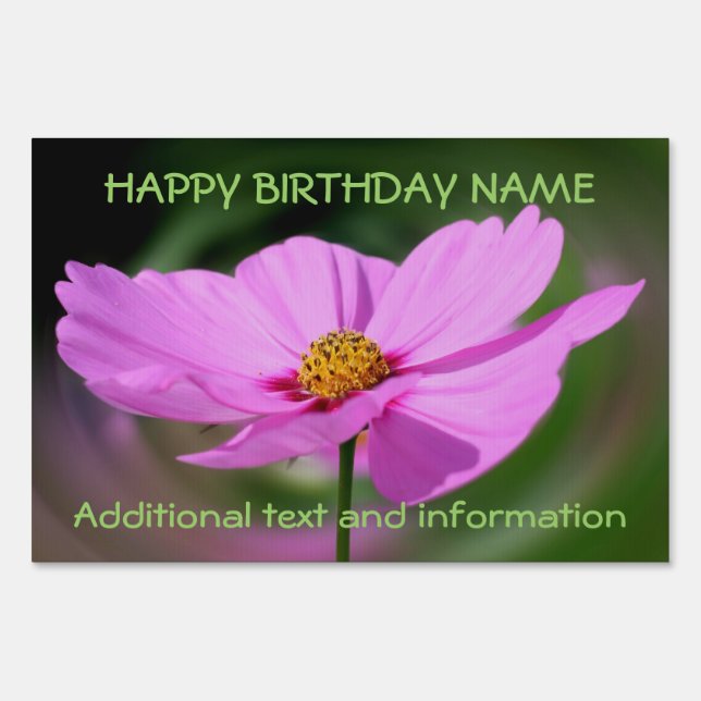 Cosmos Flower Happy Birthday  Sign (Front)