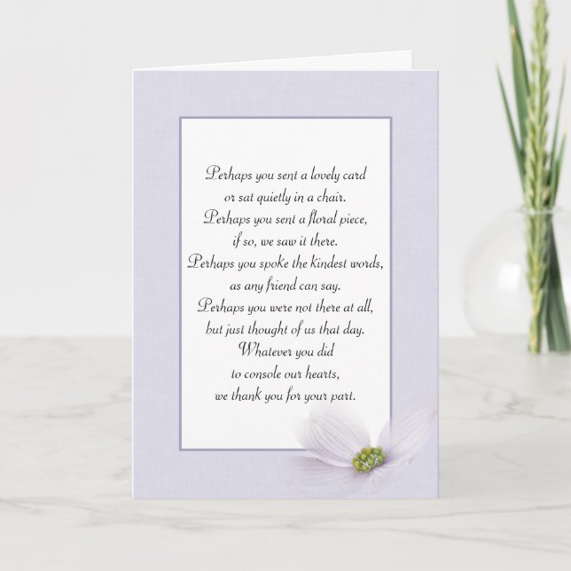 Cosmos Flower Sympathy Thank You from Family Card (Front)