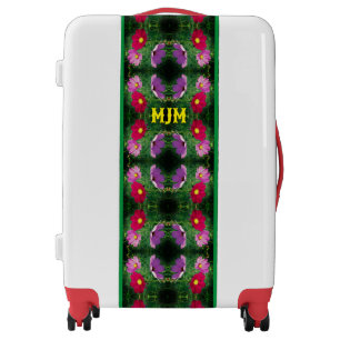 Cosmos Flower Trio Abstract Monogram Luggage