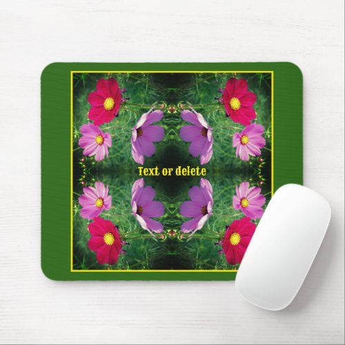 Cosmos Flower Trio Abstract Personalized Mouse Pad