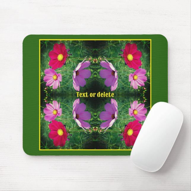 Cosmos Flower Trio Abstract Personalized Mouse Pad (With Mouse)