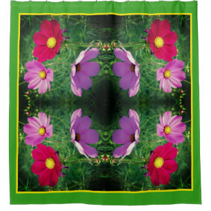 Cosmos Flower Trio Nature Art Shower Curtain