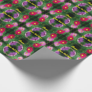 Cosmos Flower Trio Personalized Wrapping Paper