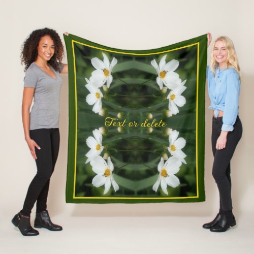 Cosmos Flowers And Bee Abstract Personalized Fleece Blanket