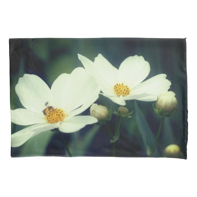 Cosmos Flowers And Bee   Pillow Case (Front)