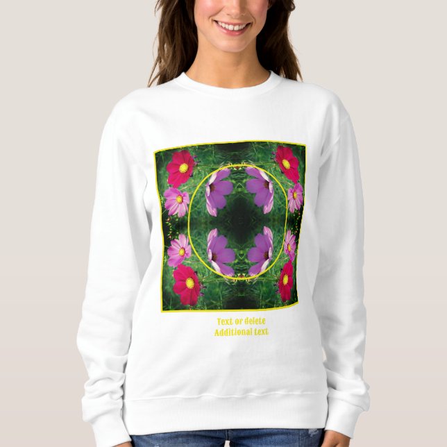 Cosmos Flowers Frame Create Your Own Photo Sweatshirt (Front)