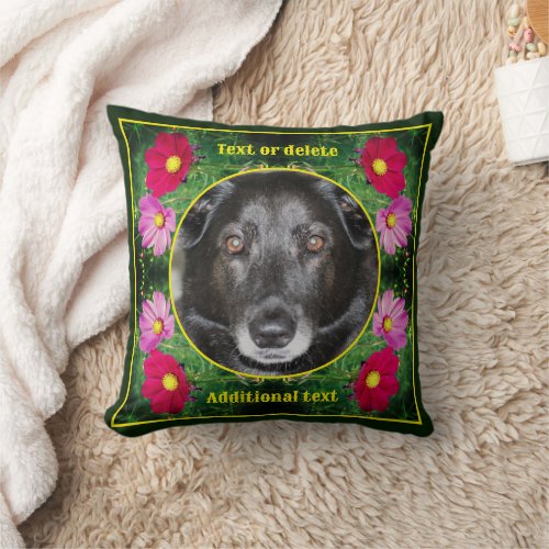 Cosmos Flowers Frame Create Your Own Photo Throw Pillow