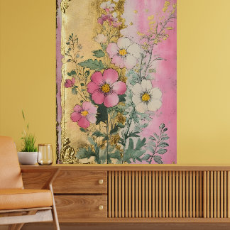 Cosmos flowers in full bloom with petals in shad   poster